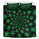 Swirl Cannabis Leaf Print Duvet Cover Bedding Set