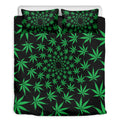 Swirl Cannabis Leaf Print Duvet Cover Bedding Set