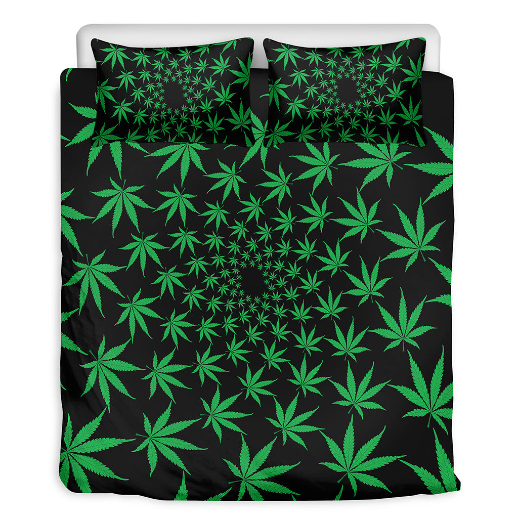 Swirl Cannabis Leaf Print Duvet Cover Bedding Set