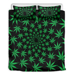 Swirl Cannabis Leaf Print Duvet Cover Bedding Set