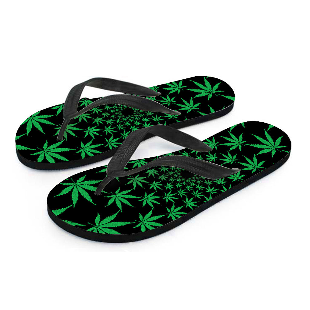 Swirl Cannabis Leaf Print Flip Flops