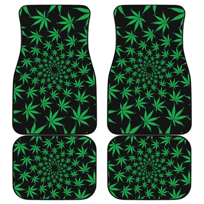 Swirl Cannabis Leaf Print Front and Back Car Floor Mats
