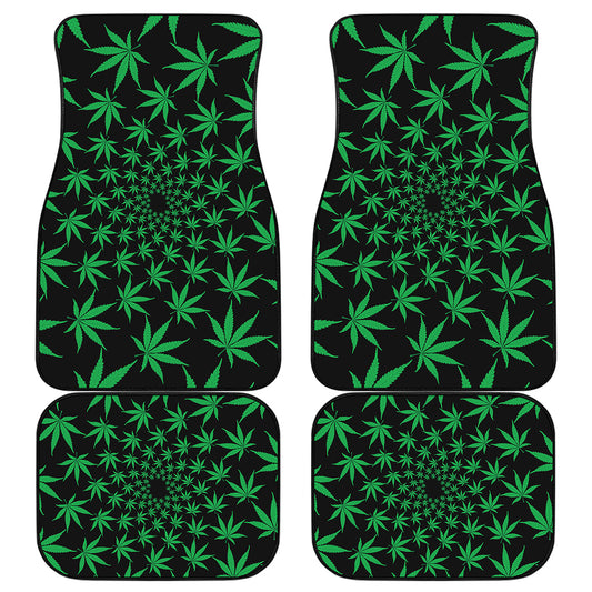 Swirl Cannabis Leaf Print Front and Back Car Floor Mats