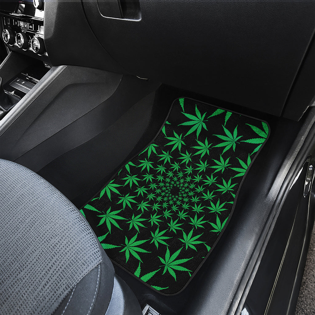 Swirl Cannabis Leaf Print Front and Back Car Floor Mats