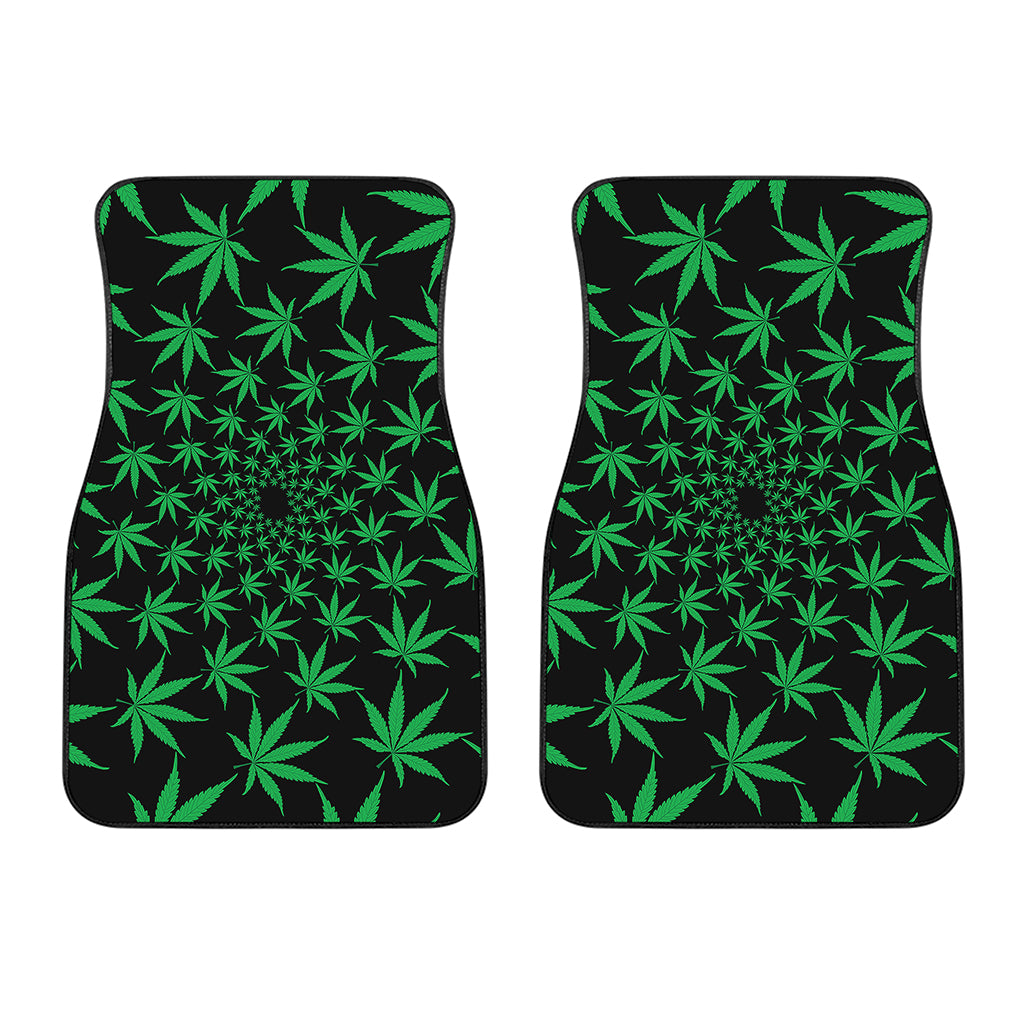 Swirl Cannabis Leaf Print Front Car Floor Mats