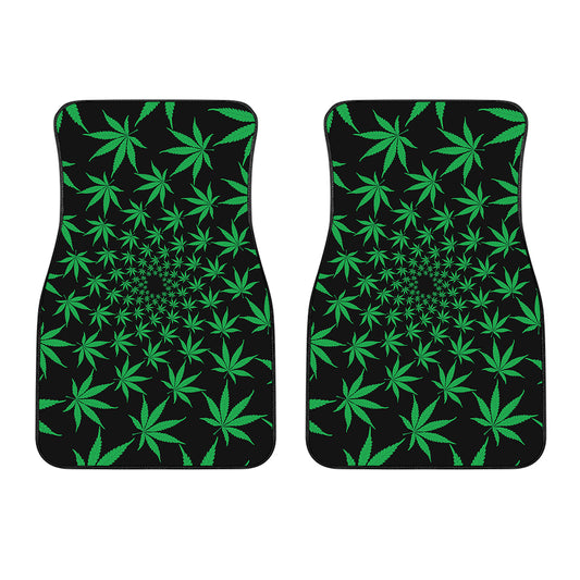 Swirl Cannabis Leaf Print Front Car Floor Mats