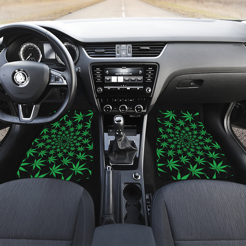 Swirl Cannabis Leaf Print Front Car Floor Mats