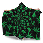 Swirl Cannabis Leaf Print Hooded Blanket