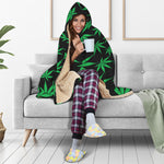 Swirl Cannabis Leaf Print Hooded Blanket