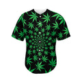 Swirl Cannabis Leaf Print Men's Baseball Jersey