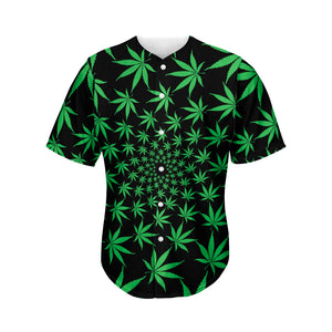 Swirl Cannabis Leaf Print Men's Baseball Jersey