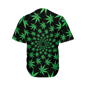 Swirl Cannabis Leaf Print Men's Baseball Jersey