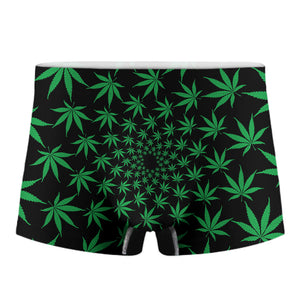 Swirl Cannabis Leaf Print Men's Boxer Briefs