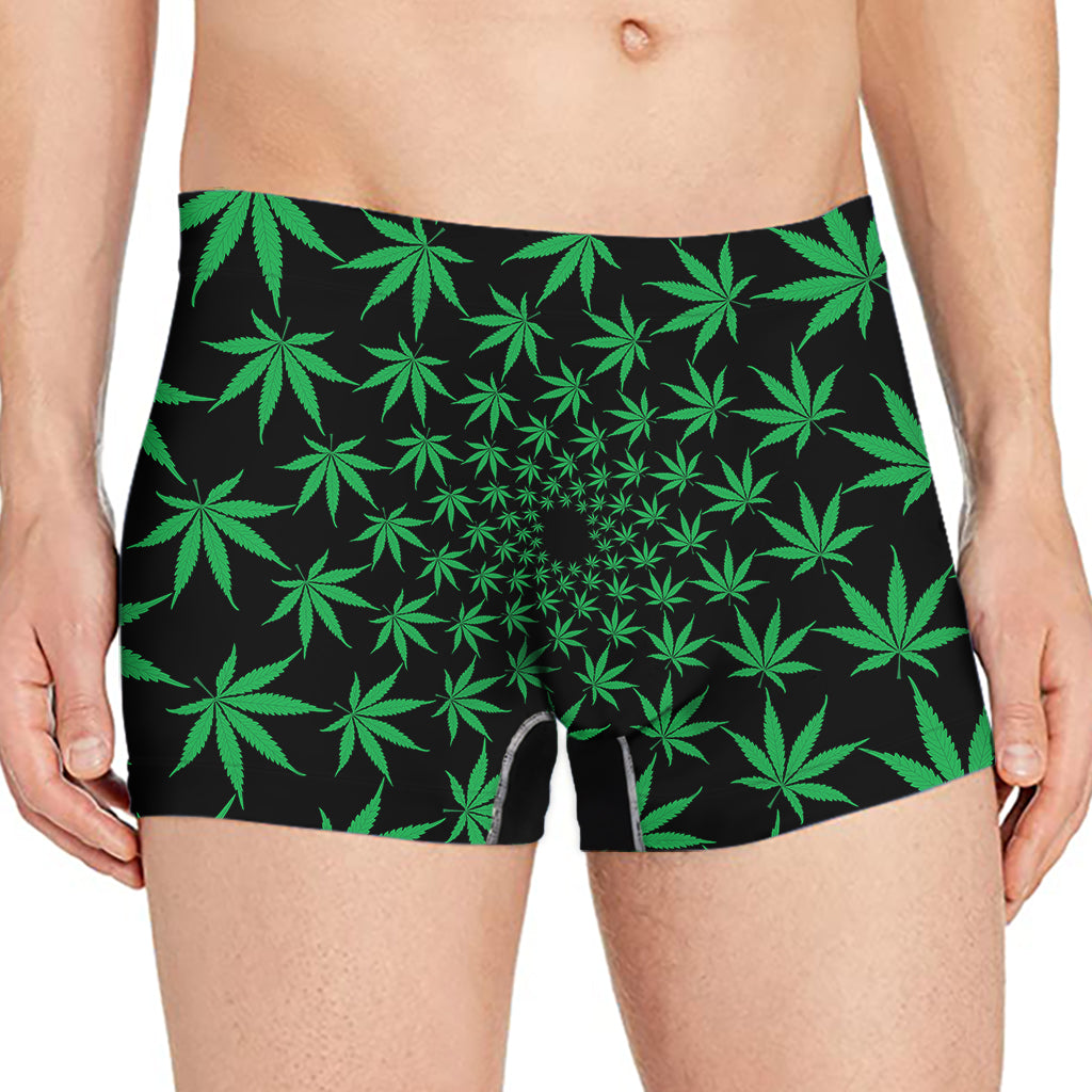 Swirl Cannabis Leaf Print Men's Boxer Briefs