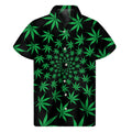 Swirl Cannabis Leaf Print Men's Short Sleeve Shirt