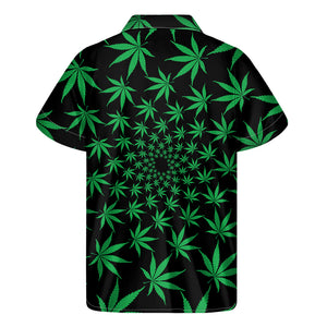 Swirl Cannabis Leaf Print Men's Short Sleeve Shirt