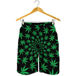 Swirl Cannabis Leaf Print Men's Shorts