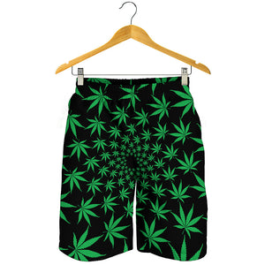 Swirl Cannabis Leaf Print Men's Shorts