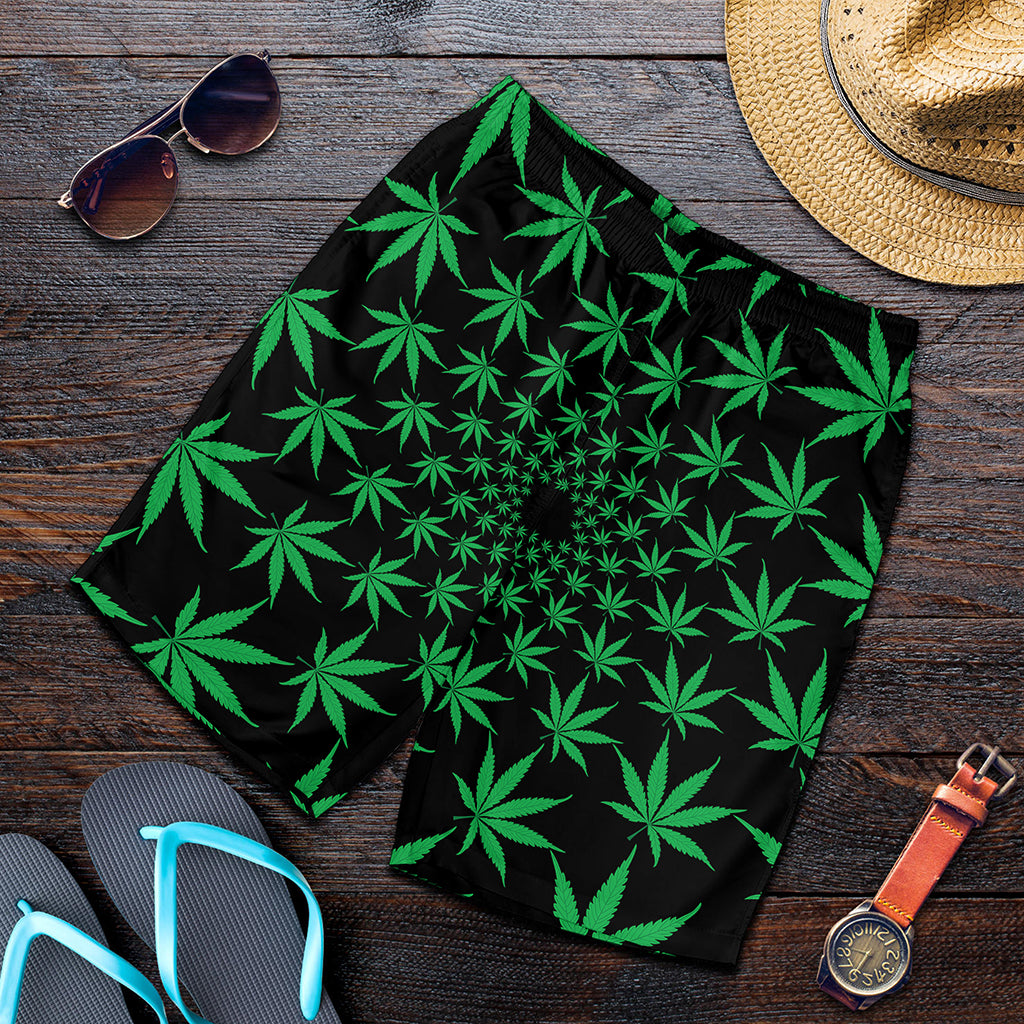 Swirl Cannabis Leaf Print Men's Shorts