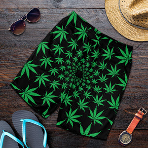 Swirl Cannabis Leaf Print Men's Shorts