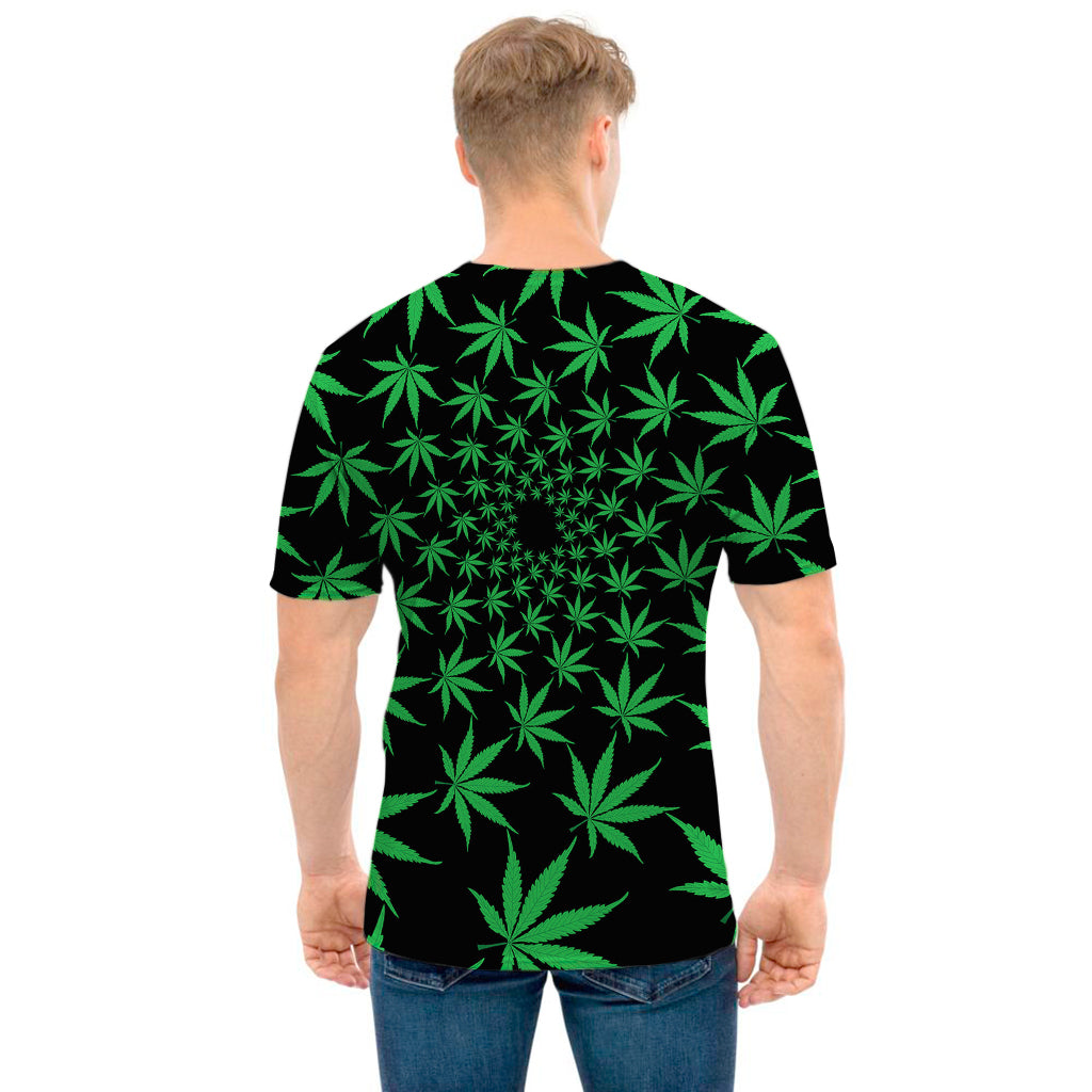 Swirl Cannabis Leaf Print Men's T-Shirt