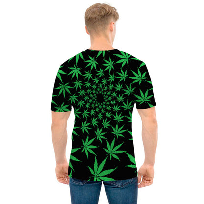 Swirl Cannabis Leaf Print Men's T-Shirt