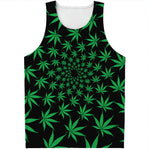 Swirl Cannabis Leaf Print Men's Tank Top