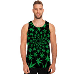 Swirl Cannabis Leaf Print Men's Tank Top