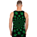 Swirl Cannabis Leaf Print Men's Tank Top