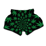 Swirl Cannabis Leaf Print Muay Thai Boxing Shorts