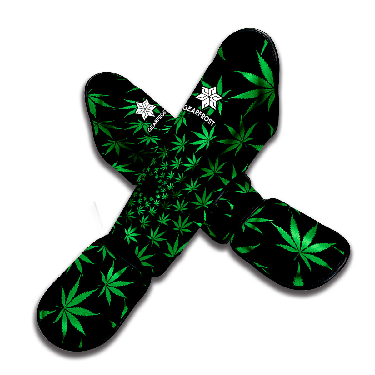 Swirl Cannabis Leaf Print Muay Thai Shin Guard