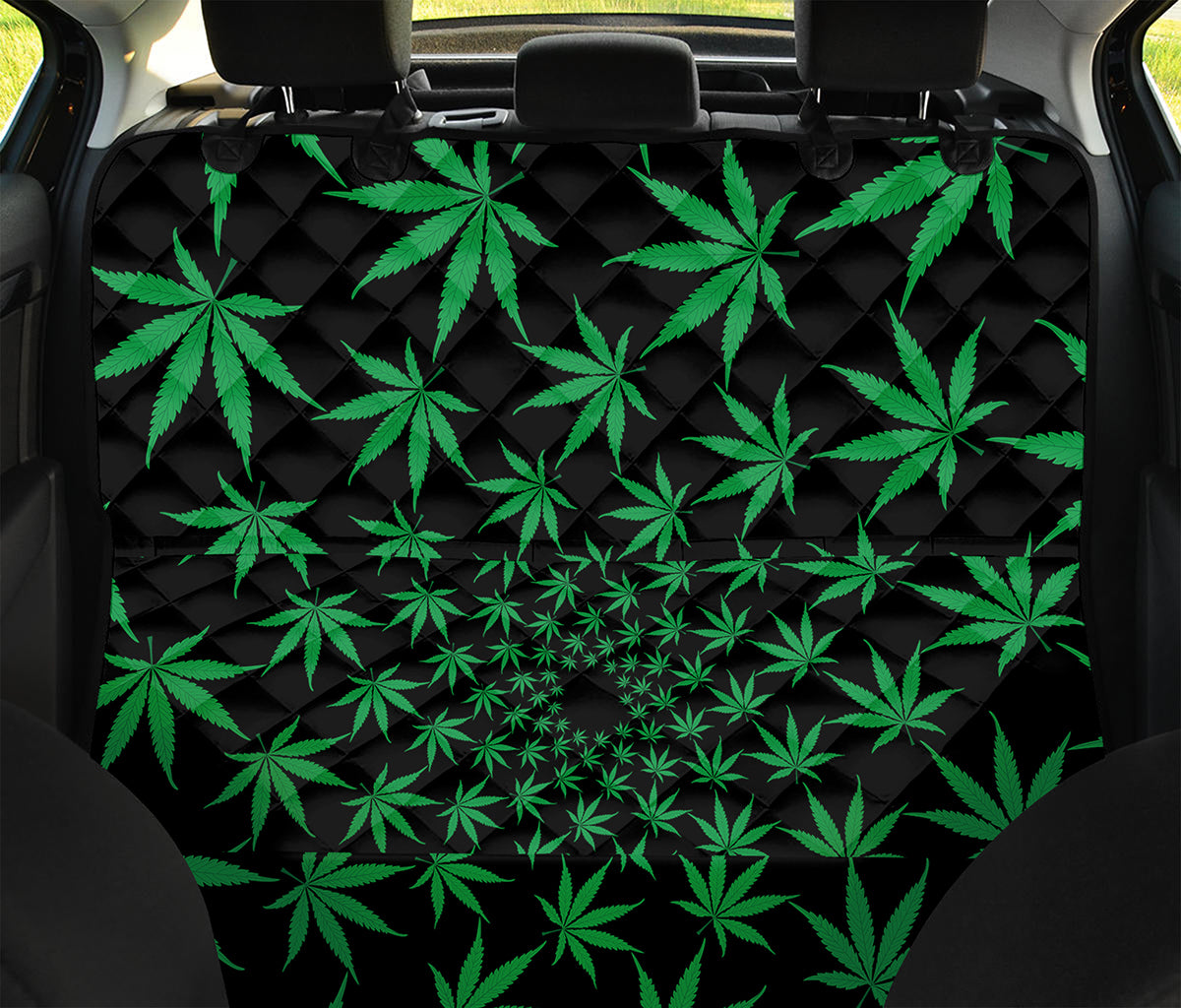 Swirl Cannabis Leaf Print Pet Car Back Seat Cover