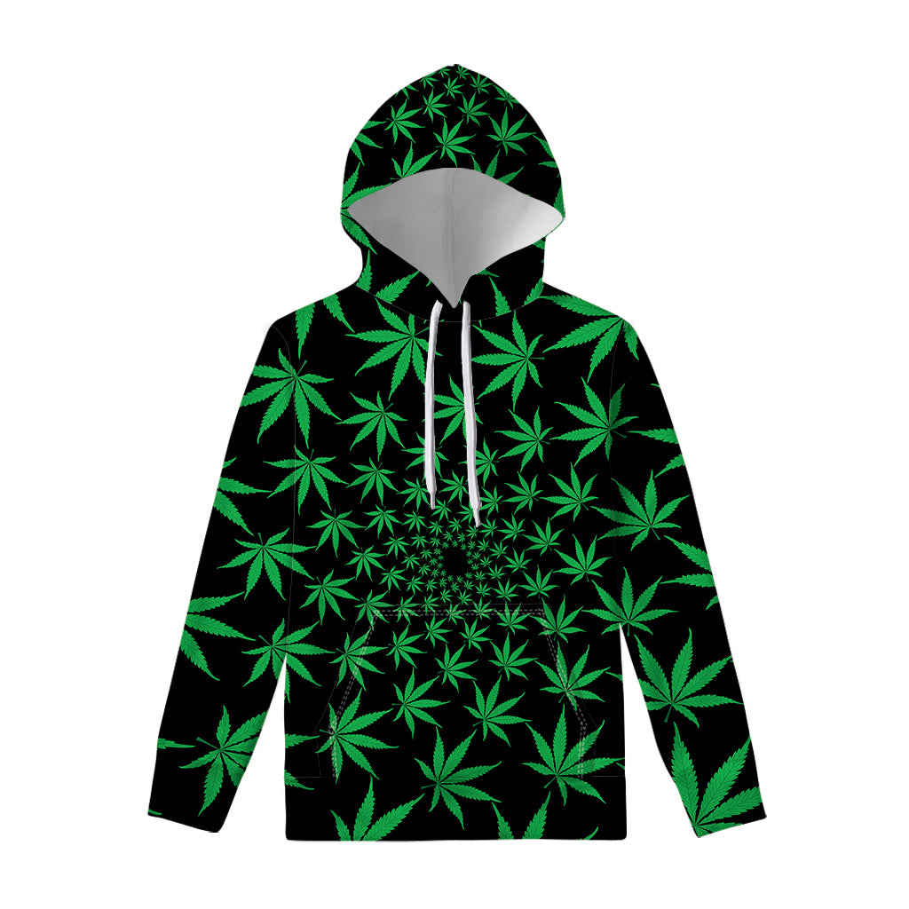 Swirl Cannabis Leaf Print Pullover Hoodie