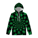 Swirl Cannabis Leaf Print Pullover Hoodie