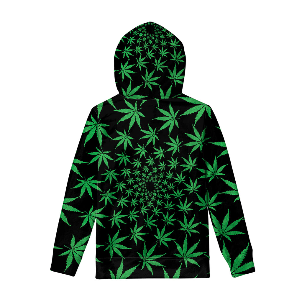 Swirl Cannabis Leaf Print Pullover Hoodie