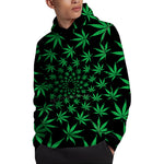 Swirl Cannabis Leaf Print Pullover Hoodie