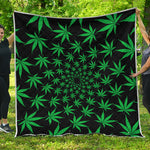 Swirl Cannabis Leaf Print Quilt