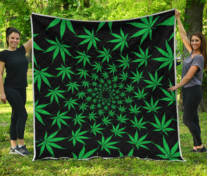 Swirl Cannabis Leaf Print Quilt