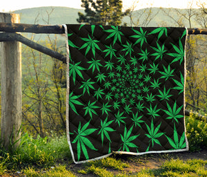 Swirl Cannabis Leaf Print Quilt