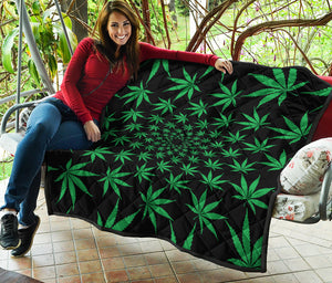 Swirl Cannabis Leaf Print Quilt