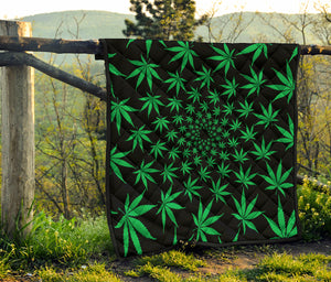 Swirl Cannabis Leaf Print Quilt