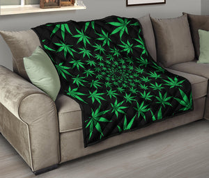 Swirl Cannabis Leaf Print Quilt