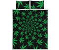Swirl Cannabis Leaf Print Quilt Bed Set