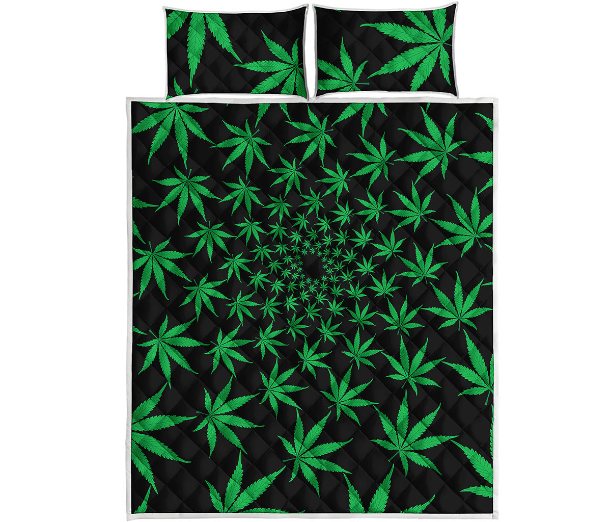 Swirl Cannabis Leaf Print Quilt Bed Set