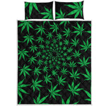 Swirl Cannabis Leaf Print Quilt Bed Set