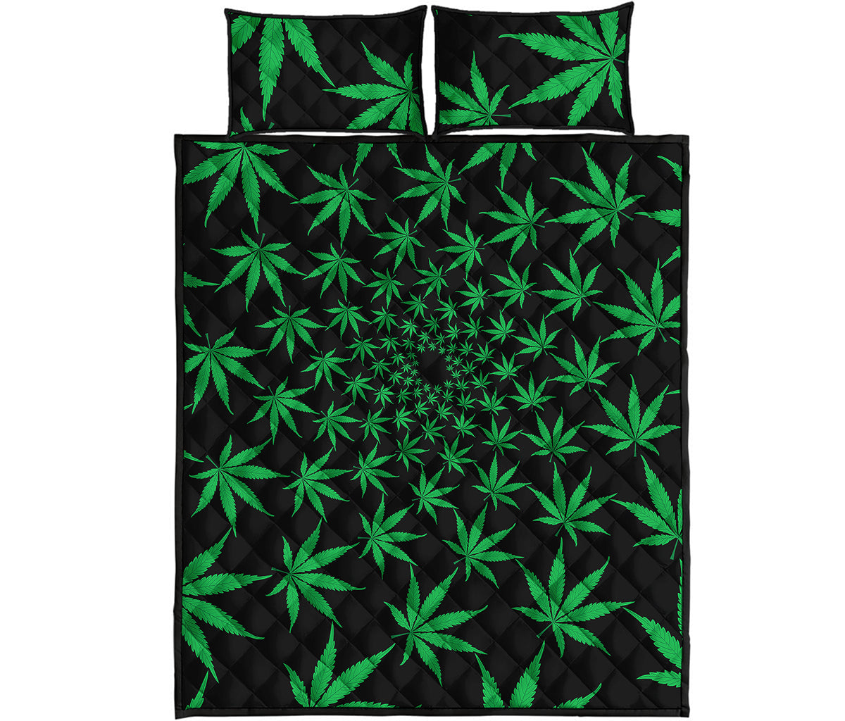 Swirl Cannabis Leaf Print Quilt Bed Set