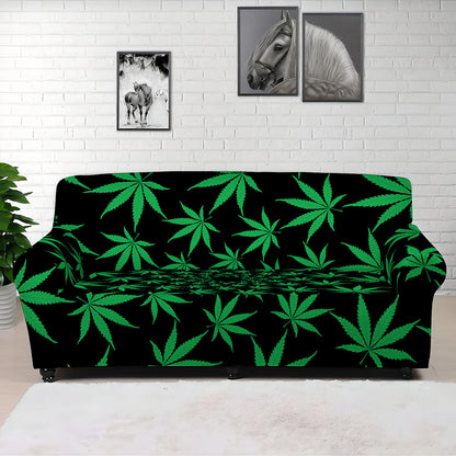 Swirl Cannabis Leaf Print Sofa Cover