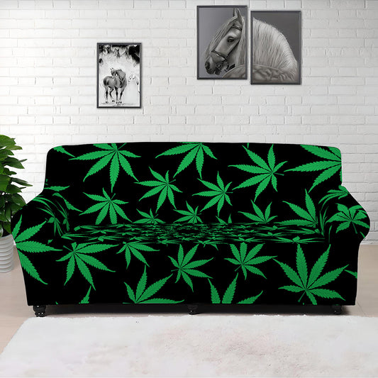 Swirl Cannabis Leaf Print Sofa Cover