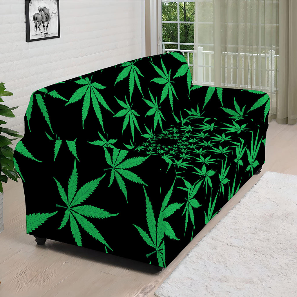 Swirl Cannabis Leaf Print Sofa Cover
