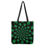 Swirl Cannabis Leaf Print Tote Bag